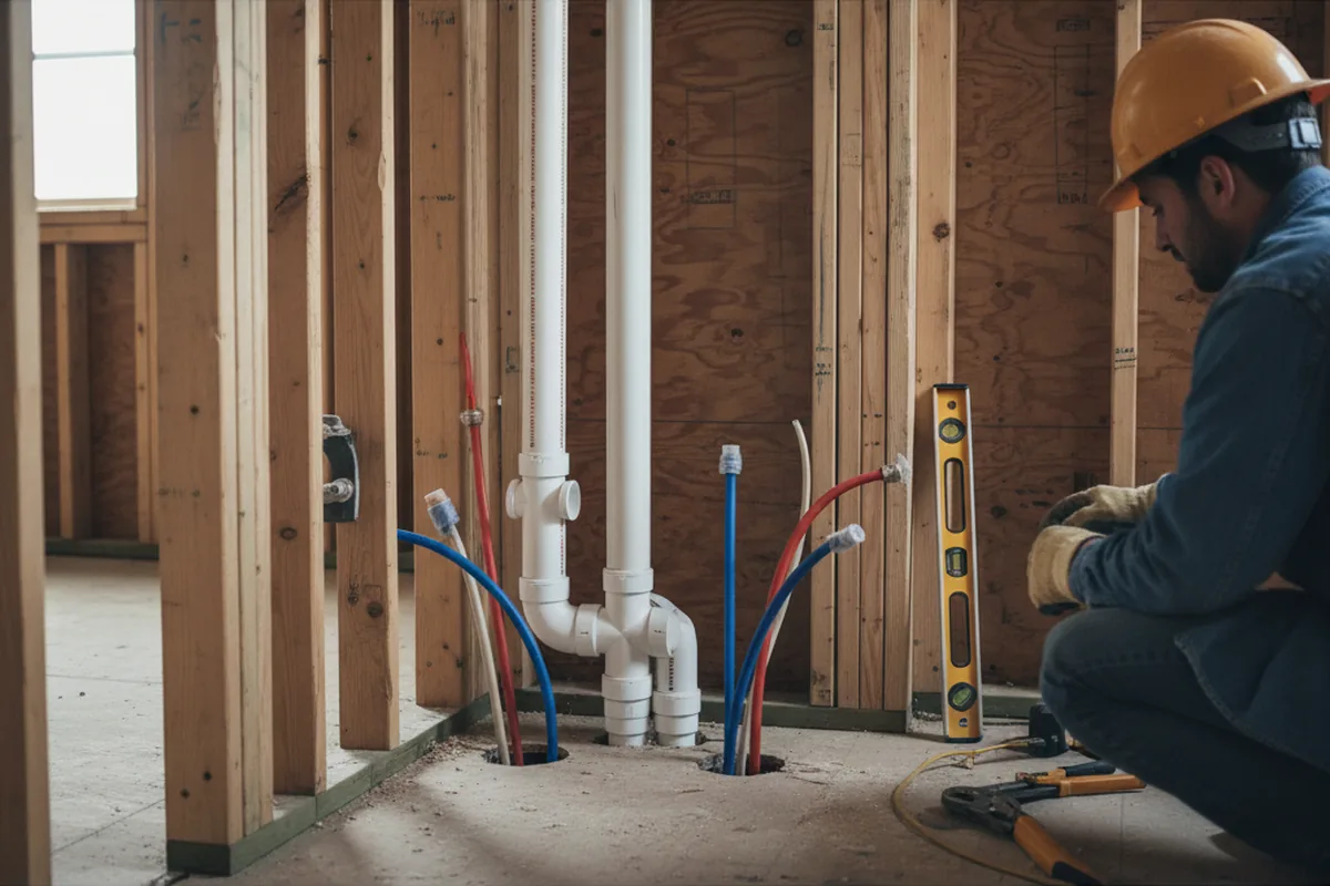 Drain and supply rough-in during Garbage Disposal Repair in Wilmore