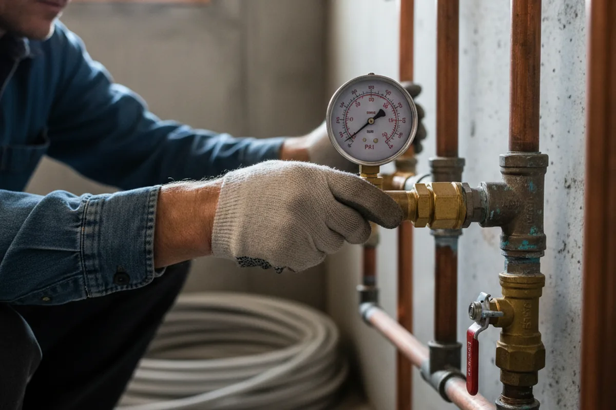 Pressure testing a repaired line during Water Line Repair in Wilmore